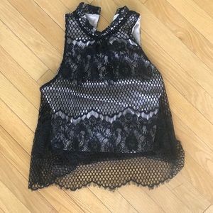 Love fire black lace top